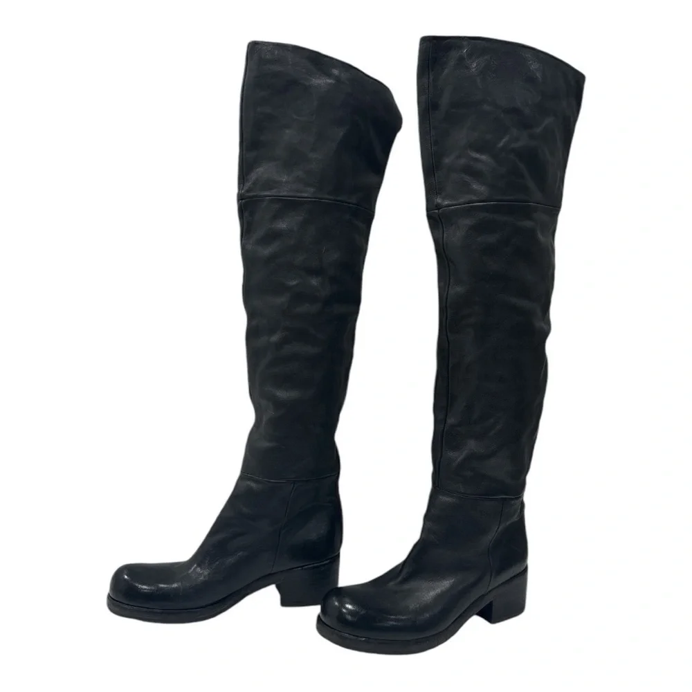 VIC MATIE Leather Boots Women's Over the Knee black Size 36 US 6 made in Italy